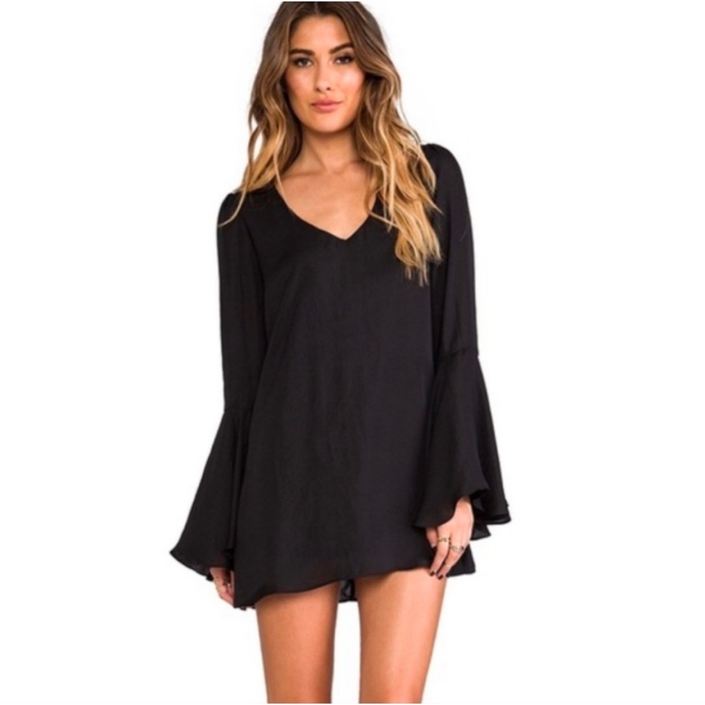 Show Me Your MuMu Crepe Bell Sleeve Swing Dress